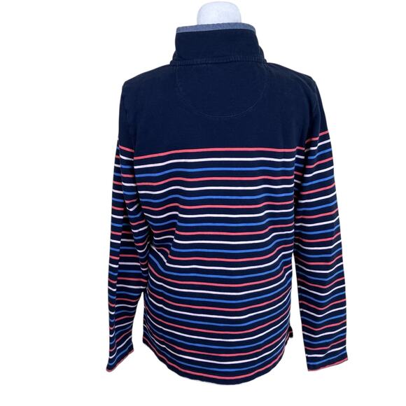 L.L. Bean Sz S Soft Cotton Rugby Henley Pullover Navy Pink Striped Casual Preppy - Picture 6 of 16